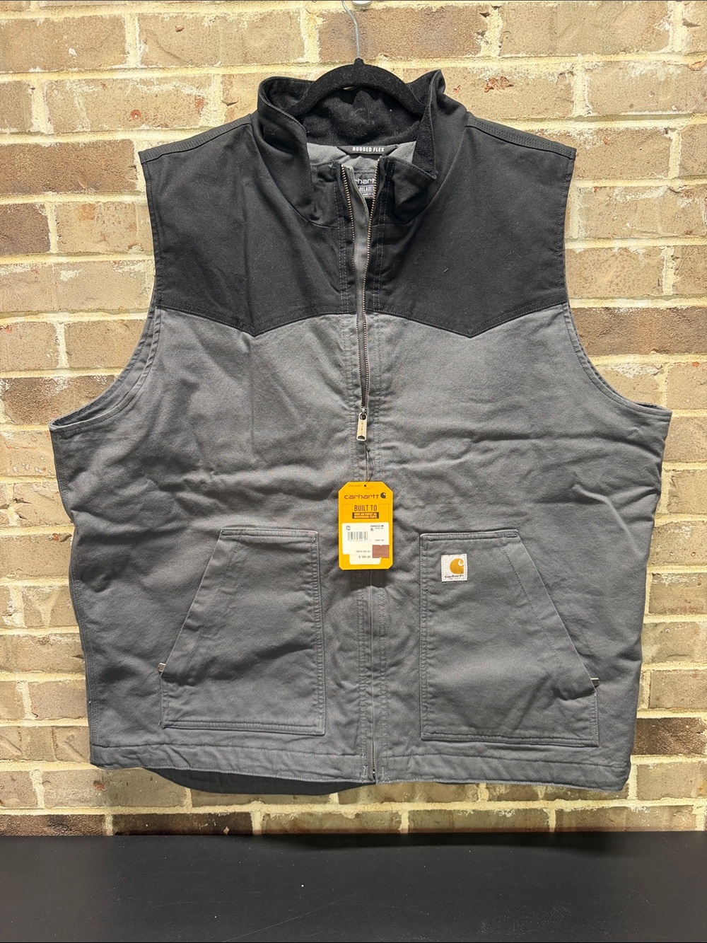 Carhartt Montana Rugged Flex Duck Vest Zipper Gray Black Mens Size 2XL Tall NWT